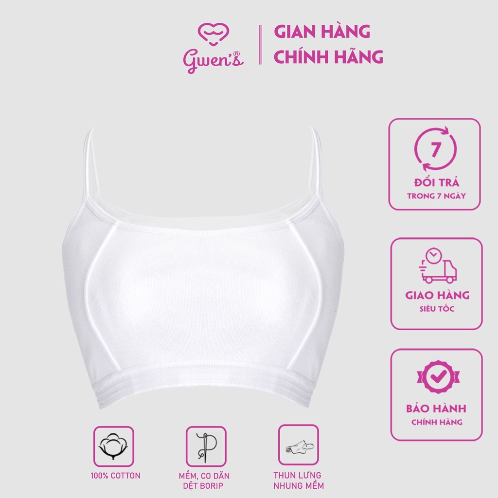 COMBO 5 Áo lá học sinh Gwen's cotton 2 dây có không đệm PKAL028