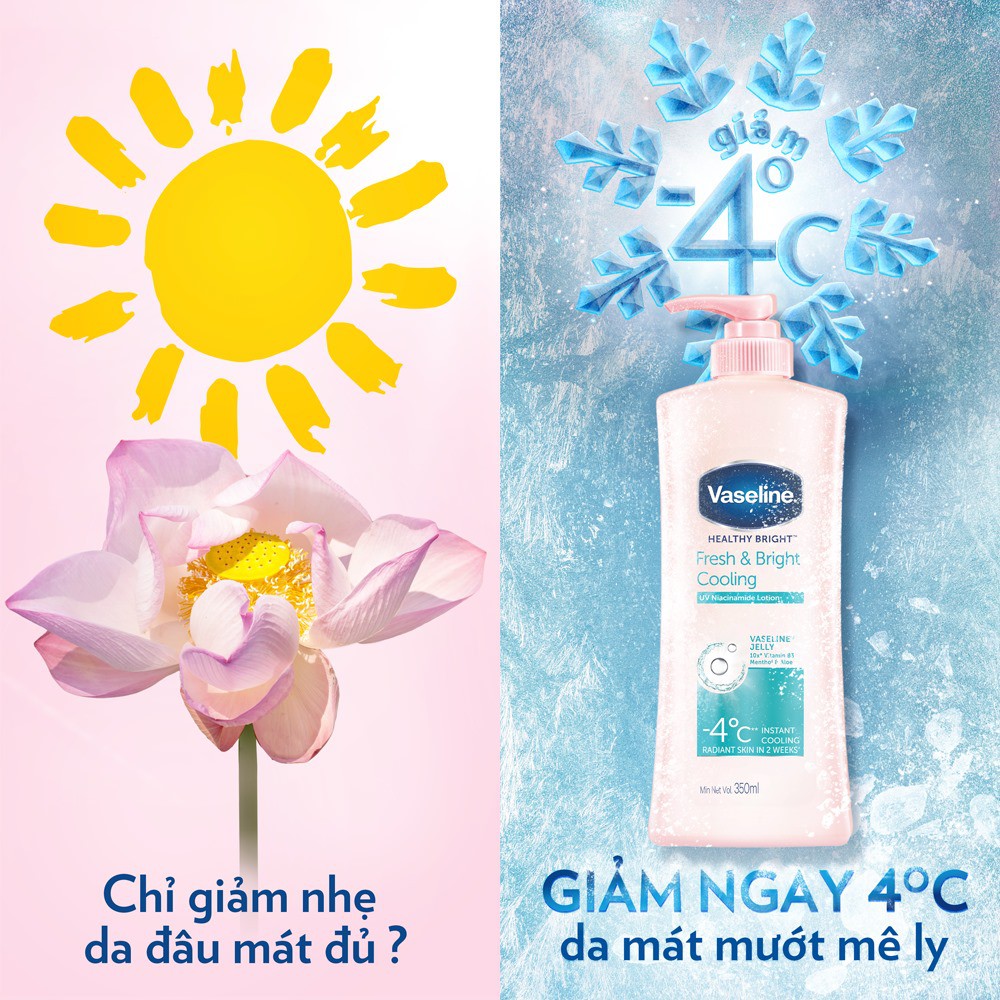 Sữa Dưỡng Thể Vaseline Dịu Mát Trắng Da Healthy White Fresh &amp; Bright Cooling UV Gel Lotion