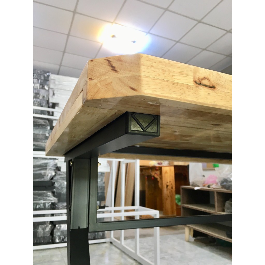 Bàn Làm Việc Chân Sắt - Mặt Gỗ Caosu | BigBuy360 - bigbuy360.vn