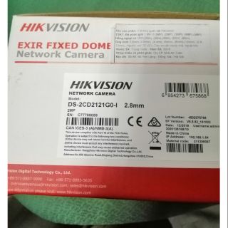 Camera hikvision ip dome 2mp ds-2cd2121g0-i chuẩn ip67