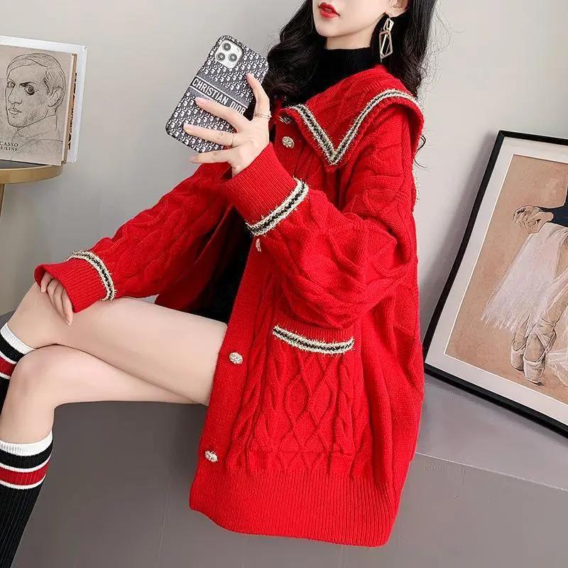 Thời Trang Mới Của Phụ Nữ Phong Cách Lười Dệt Kim Áo Khoác Mỏng Rộng Rãi