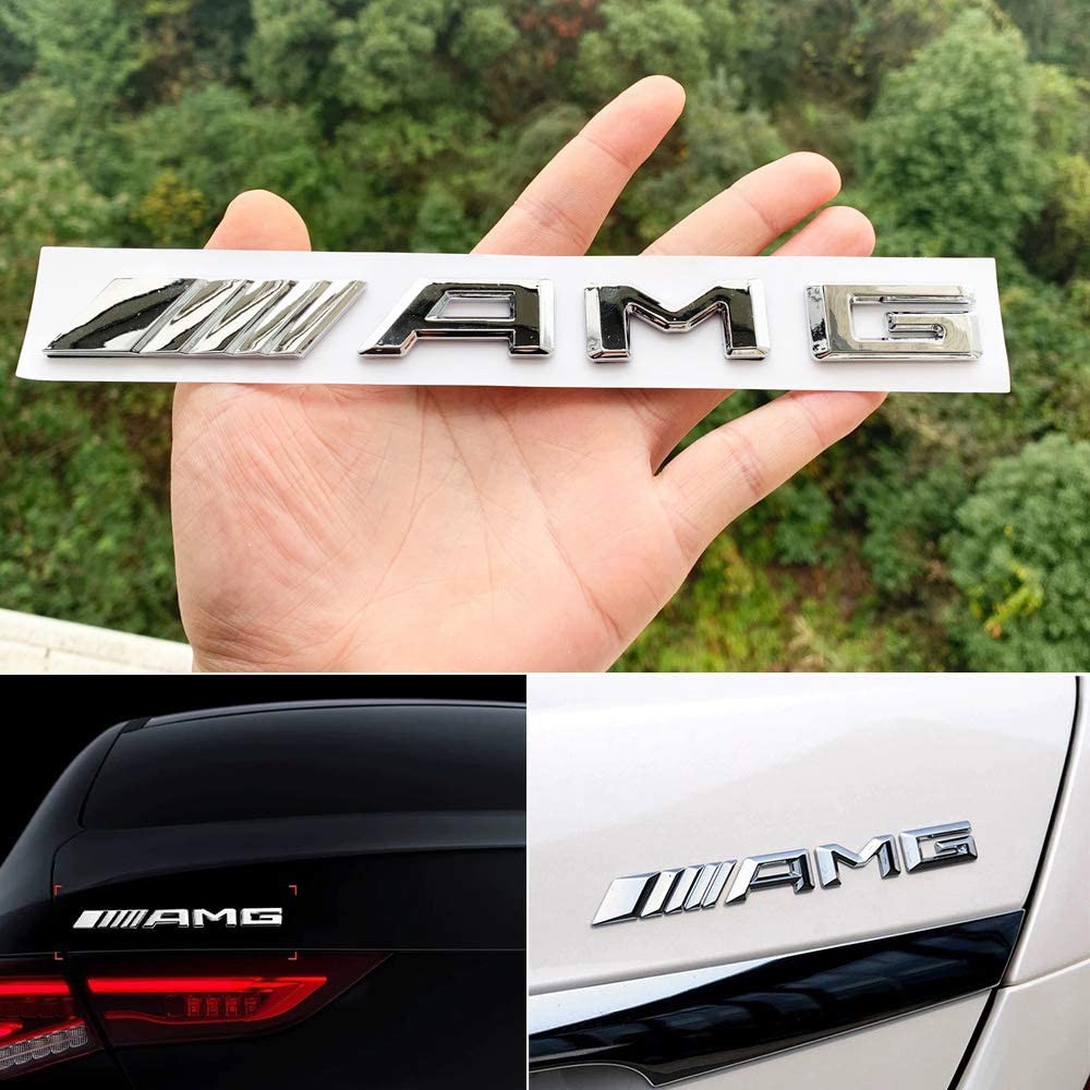 Tem Logo Chữ Nổi AMG Dán Trang Trí Xe Hơi Ô Tô Màu Đen, Màu Bạc Sang Trọng