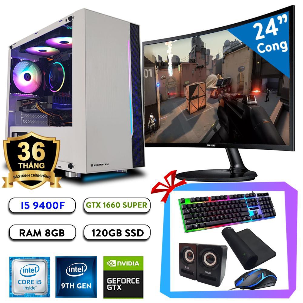 Máy tính chơi game Core I5 + màn hình 24'' Full HD CSGO, PUBG, FiFa 4, Dota 2| BH 36 tháng, tặng phím chuột, pad, loa | BigBuy360 - bigbuy360.vn