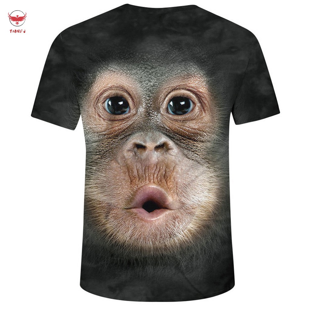 áo nam Tay Ngắn Cổ Tròn In Hình Khỉ Gorilla 3d