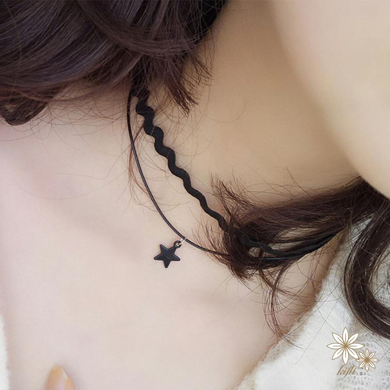 Vòng cổ choker bằng da màu đen phong cách gothic cổ điển cho nữ