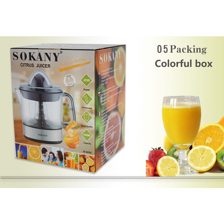 Máy vắt cam tự động 2 chiều Sokany, dung tích 700ml, sử dụng công nghệ mới giúp vắt kiệt nước