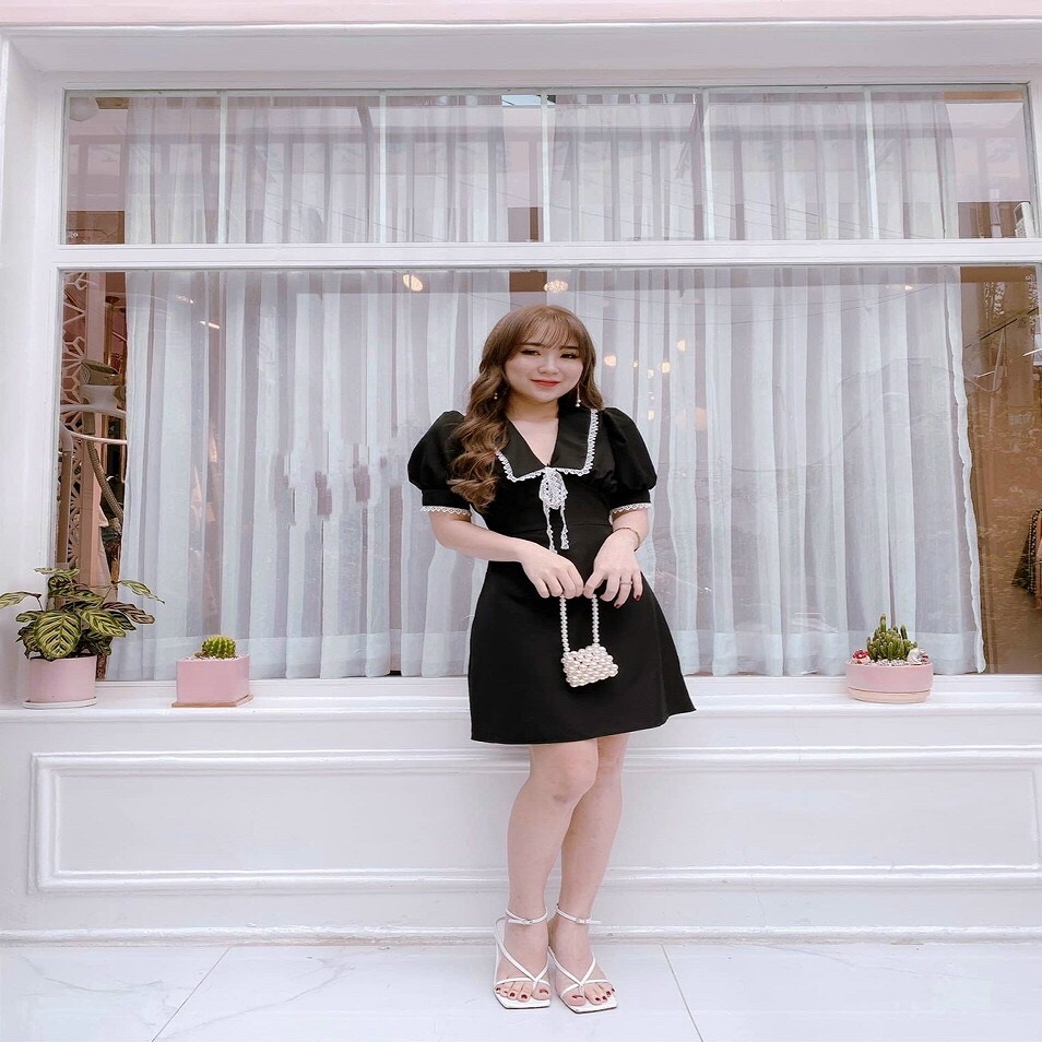 Váy đầm tay ren nữ bigsize từ 65-85kg đầm công sở ,dự tiệc trẻ trung, hoạ tiết cổ trắng , thun poly xịn | BigBuy360 - bigbuy360.vn