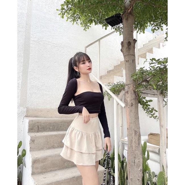 [ẢNH THẬT ĐỘC  QUYỀN SHOP CHỤP] Áo cổ vuông thun gân Milley top | BigBuy360 - bigbuy360.vn