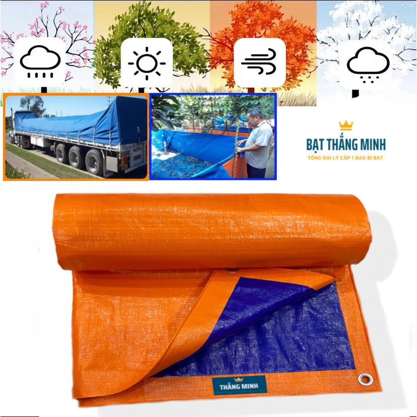 Bạt che nắng mưa ngoài trời 3mx4m - Bạt lót ao hồ, bạt phủ xe dày loại 1 - Bạt Thắng Minh