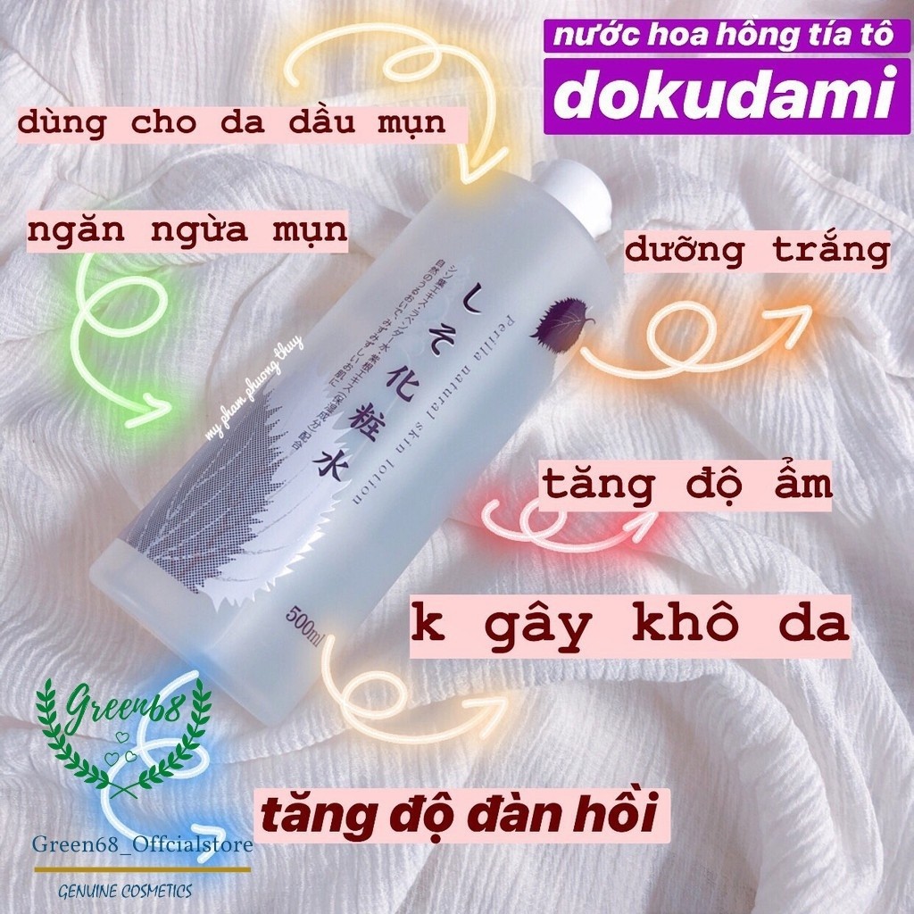 Nước hoa hồng Tía Tô Dokudami 500ml Ngừa Mụn, Dành Cho Da Khô