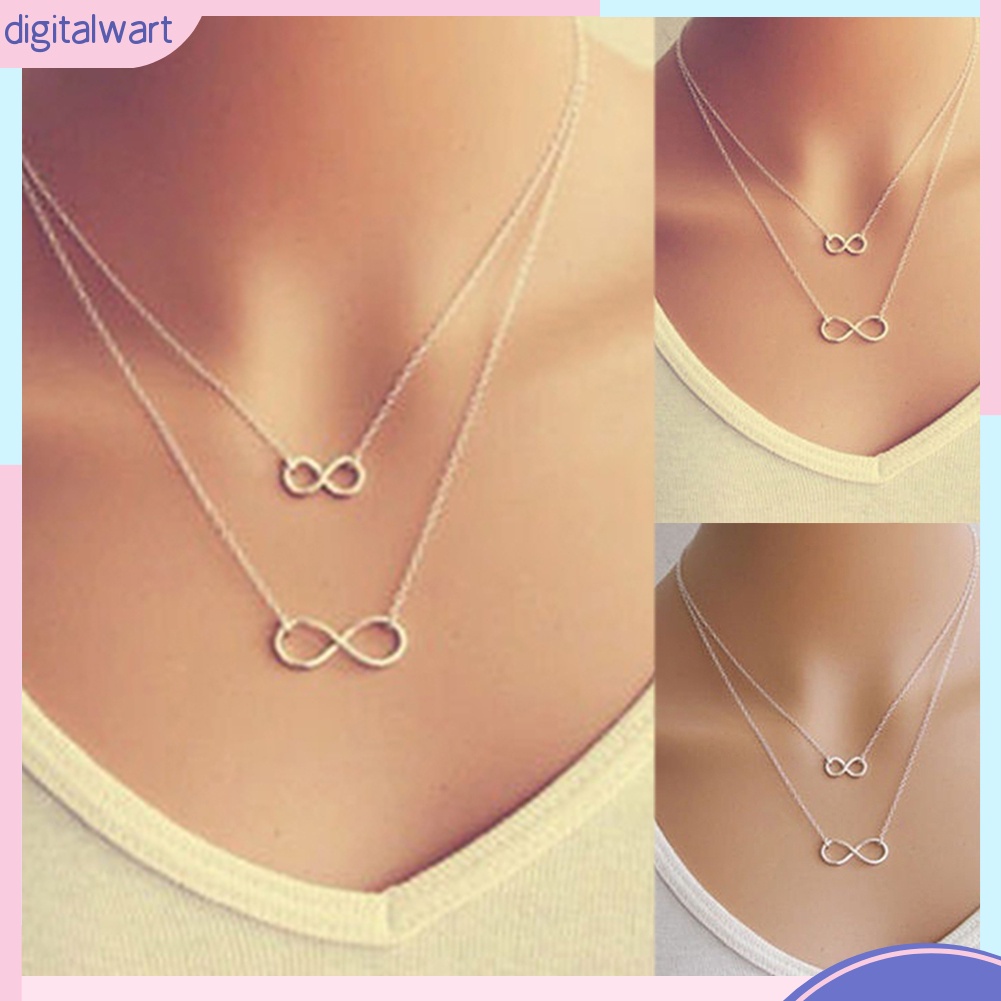 Vòng cổ choker 2 tầng mặt hình vô cực nhỏ xinh xắn dễ thương độc đáo dành cho nữ