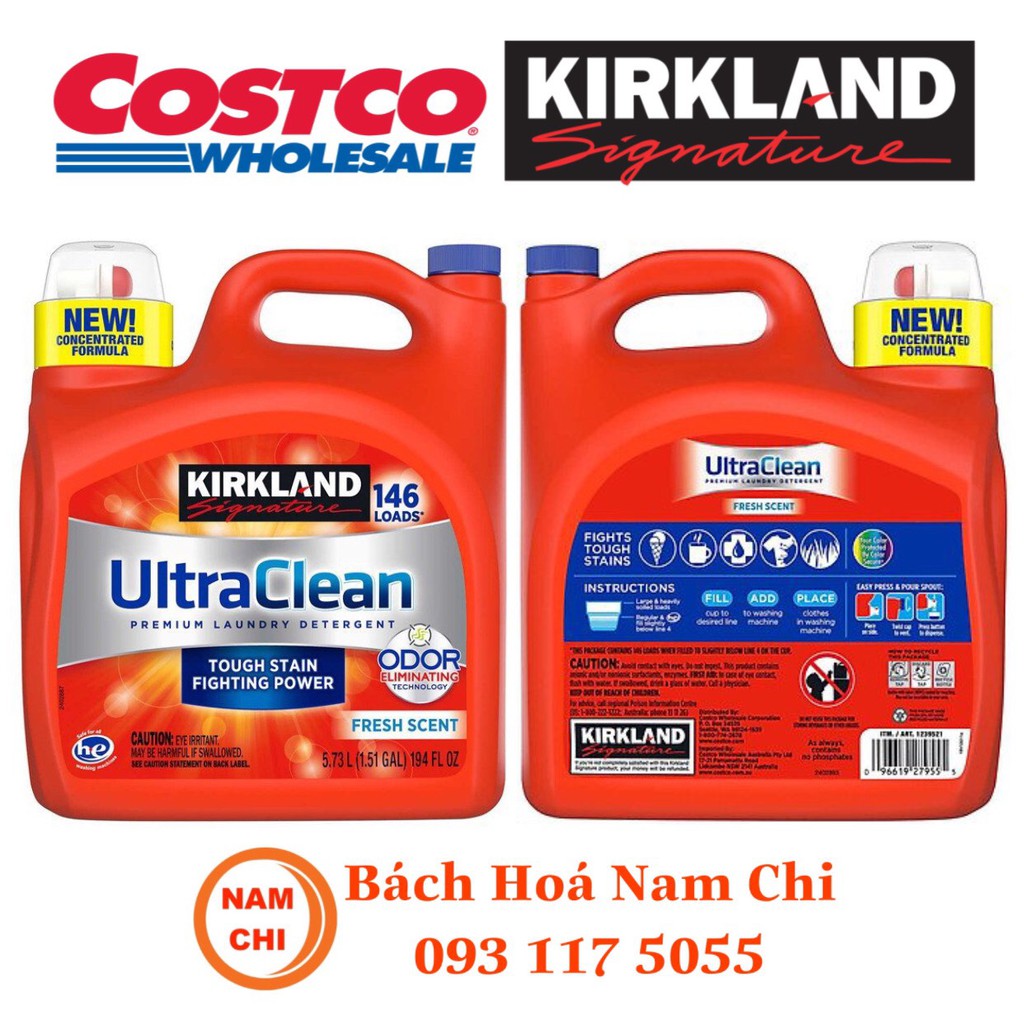 Nước Giặt Kirkland Ultra Clean Premium Laudry Detergent Mỹ 5.73L