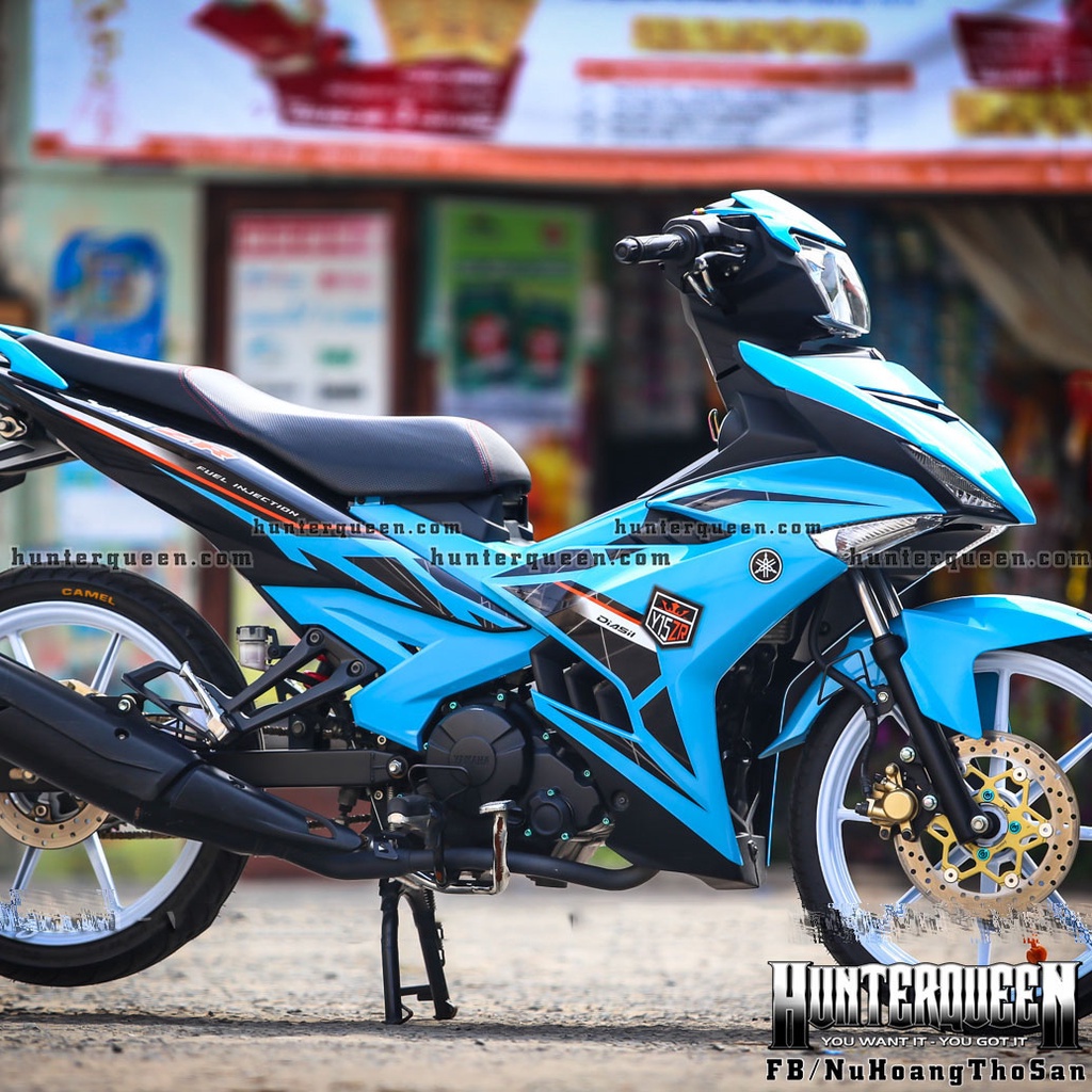 Tem rời cao cấp Y15ZR 2022. Decal dán xe Ex150 đen xanh. Chống nước, bền màu, kích thước chuẩn