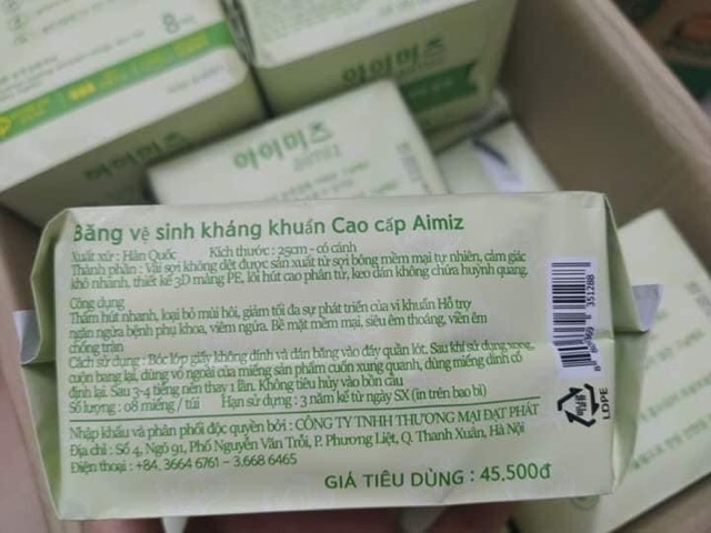 BĂNG VỆ SINH HÀN QUỐC KHÁNG KHUẨN AIMIZ CHÍNH HÃNG