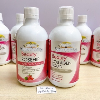 Collagen đẹp da, móng, tóc, trắng da dạng nước nw úc 500ml - nw beauty collagen liquid/ rosehip