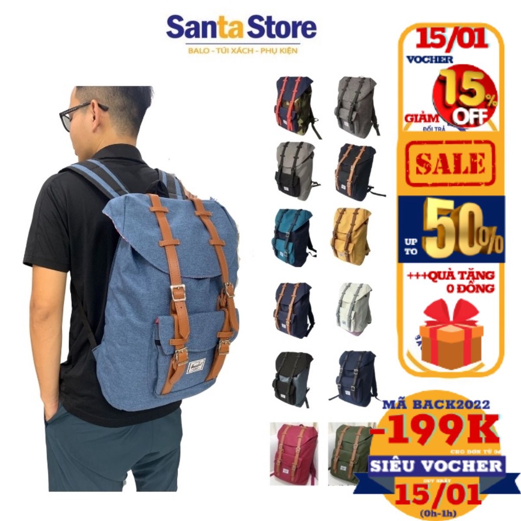 Balo nam nữ đi học thời trang unisex HC17L ba lô cặp ulzzang cao cấp đi làm công sở, du lịch đựng laptop SANTA STORE