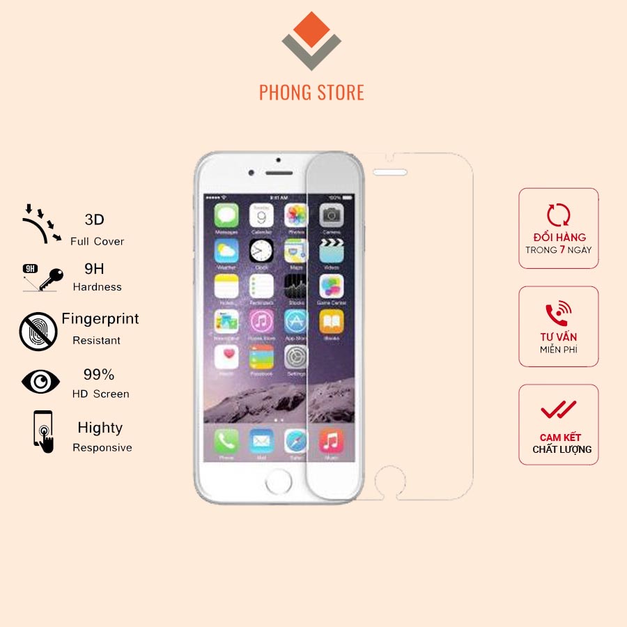 Kính cường lực dán màn hình điện thoại iphone các mã iphone 5 5s 6 7 8plus xs max, tặng kèm giấy lau