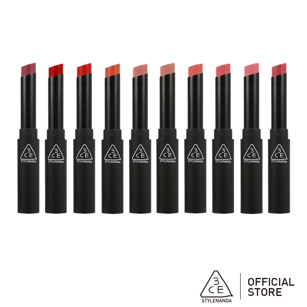 [Mã FMCG100K - 10% đơn 500K] (GWP) Son Lì 3CE Mềm Mịn Như Nhung Thiết Kế Vỏ Đen 3.2 G