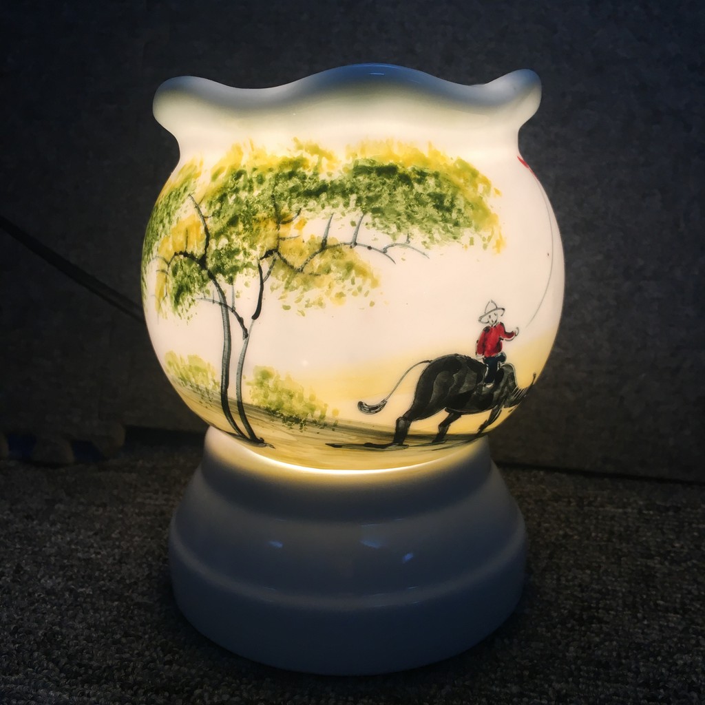 Đèn xông tinh dầu vẽ hoa và phong cảnh size L Song an Eco