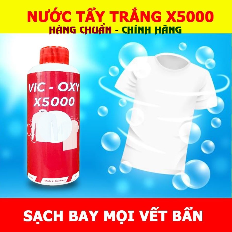 Nước tẩy trắng quần áo Vic oxy X5000 không hại da tay, phai màu quần áo, dày dép