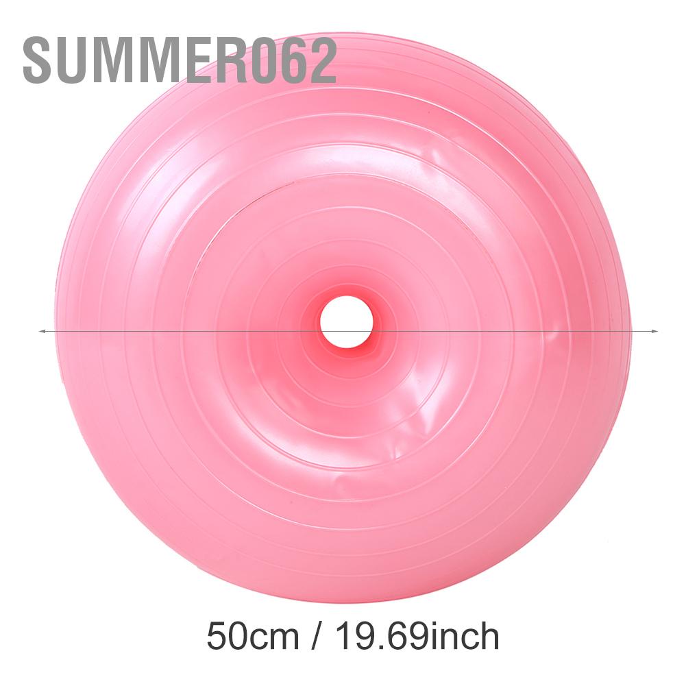 Bóng tập yoga thể dục bơm hơi PVC 50cm màu hồng hình bánh rán dày chống nổ