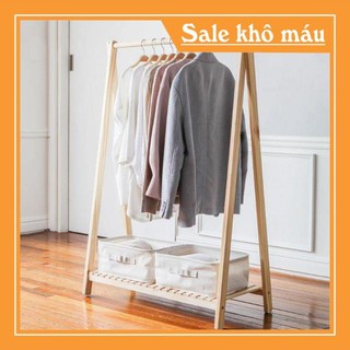 Giàn treo quần áo bằng gỗ, kệ phơi đồ đa năng chữ A 1 tầng