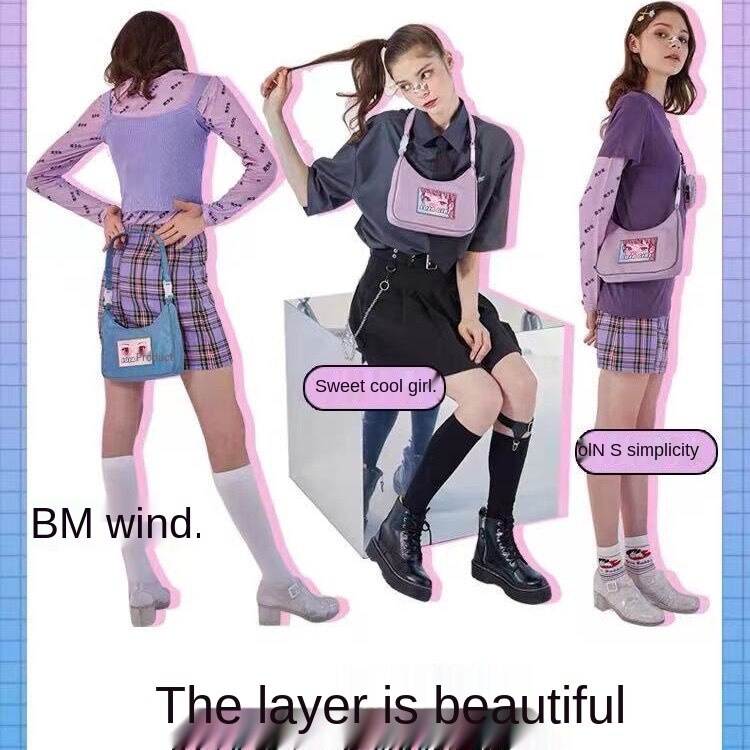 Túi đeo dưới cánh tay chất liệu nylon họa tiết thời trang 2021 đáng yêu cho nữ