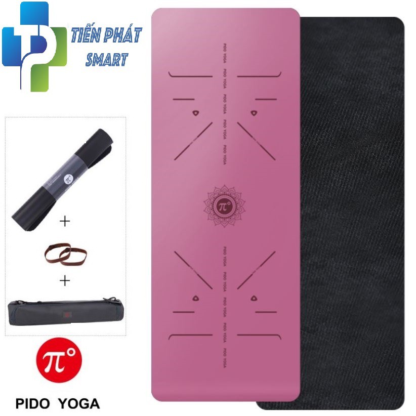 Thảm yoga PU PIDO 5mm Mẫu 2021 Định Tuyến (Kèm Túi đựng và dây buộc)- Màu đen