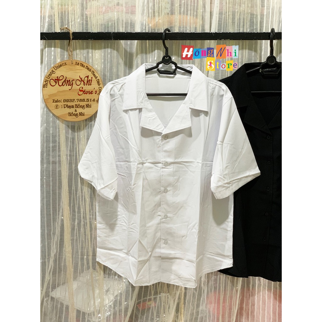 SƠ MI TRƠN UNISEX TAY LỠ CỔ BẺ - SƠ MI BASIC TAY LỠ - MM