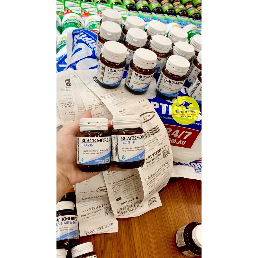 Viên kẽm Blackmores Bio Zinc hỗ trợ kiểm soát  mụn trứng cá -Australia mart