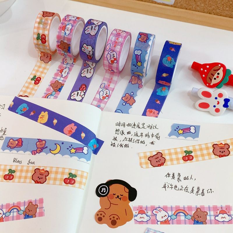 Cuộn Băng Keo Dán, Washi Tape Trang Trí Hoạt Hình Đáng Yêu BiTi Store BK291