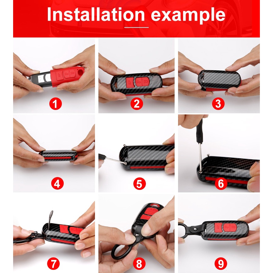 Vỏ Chìa Khóa Sợi Carbon Cho Xe Hyundai Tucson Creta Elantra Solaris Mistra Verna Sonata IX25 I30 2016 2017 2018 2019