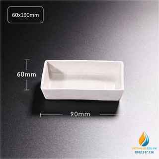 Thuyền sứ vuông, nung mẫu nhiệt độ cao phòng thí nghệm, kích thước dài 120mm, rộng 60mm, cao 16mm