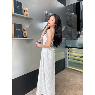 Đầm maxi cổ yếm 2 dây dáng dài hở lưng