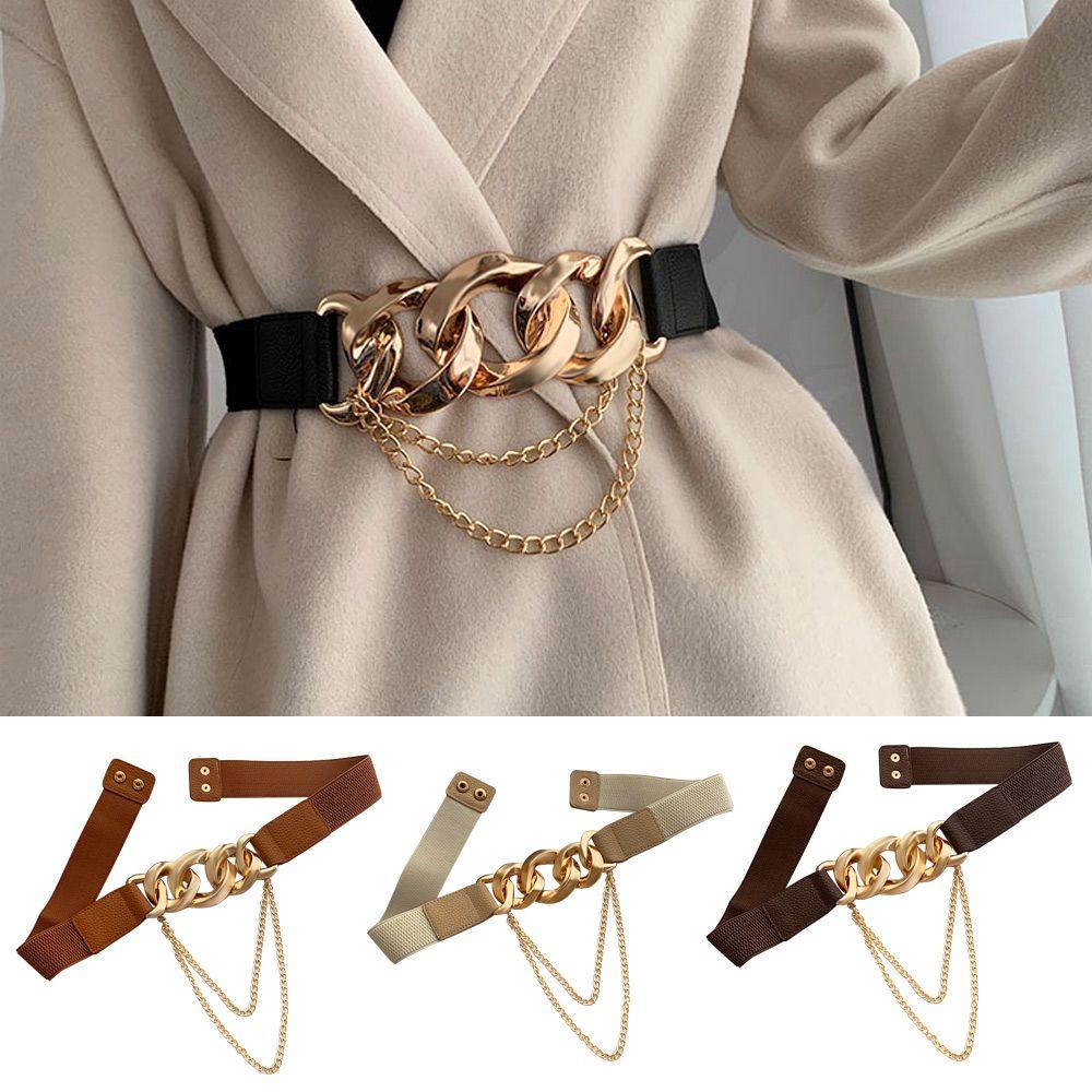 Thắt Lưng Dây Xích Kim Loại Bản Rộng Chất Lượng Cao Cho Nữ
