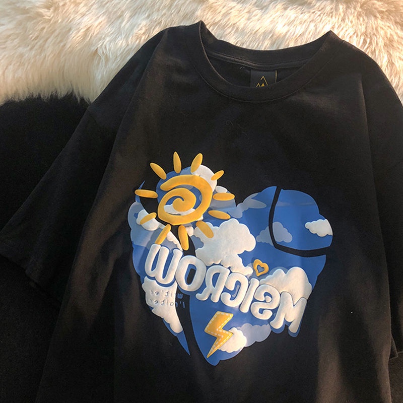 Áo Thun Tay Ngắn Dáng Rộng In Họa Tiết Kiểu Harajuku Nhật Bản Thời Trang 2022