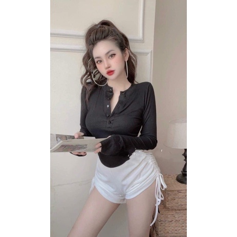 Áo thun cổ trụ tay dài chất thun bozip dày dặn co giãn 4 màu A005