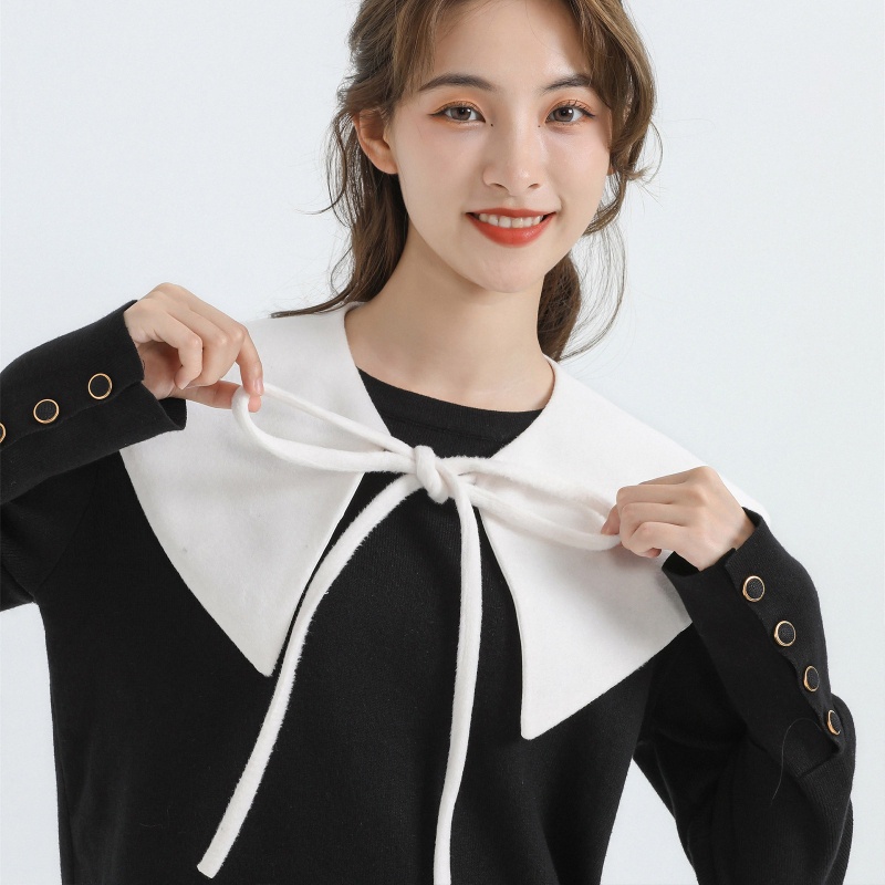 Cổ Áo Choàng Mini Đính Nơ Có Thể Tháo Rời Màu Sắc Thời Trang Cho Nữ