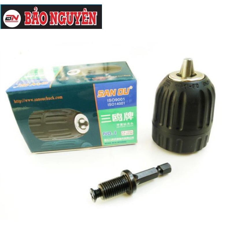 Đầu măng ranh chuyển bắt vít sang khoan loại 10mm tiện lợi. ( có chốt như hình ). BN.