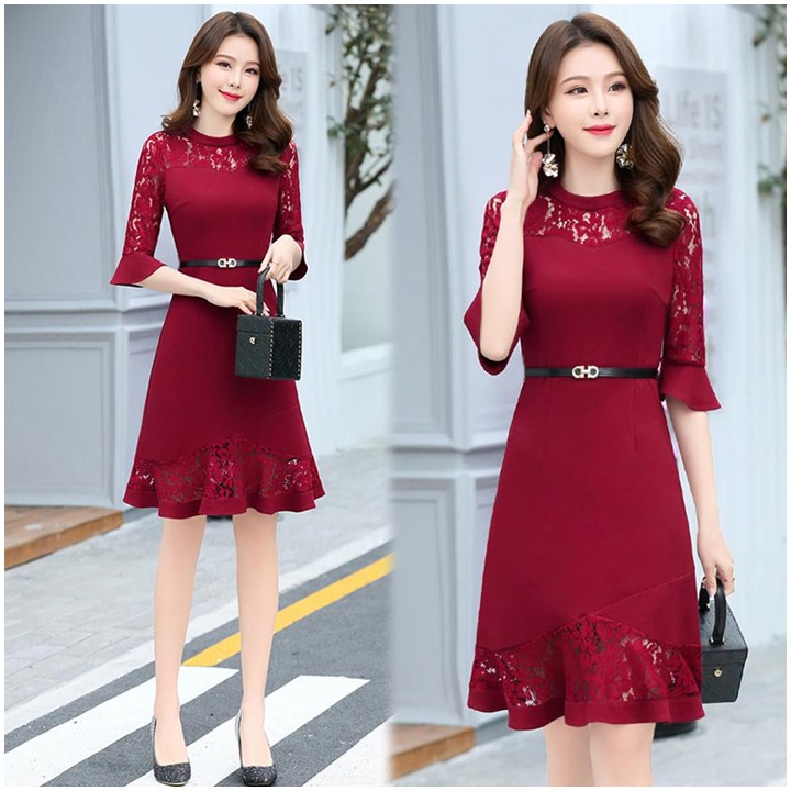 Đầm nữ váy đầm dự tiệc tay lỡ màu Đỏ và màu Đen, KHÔNG kèm thắt lưng TH003 | BigBuy360 - bigbuy360.vn