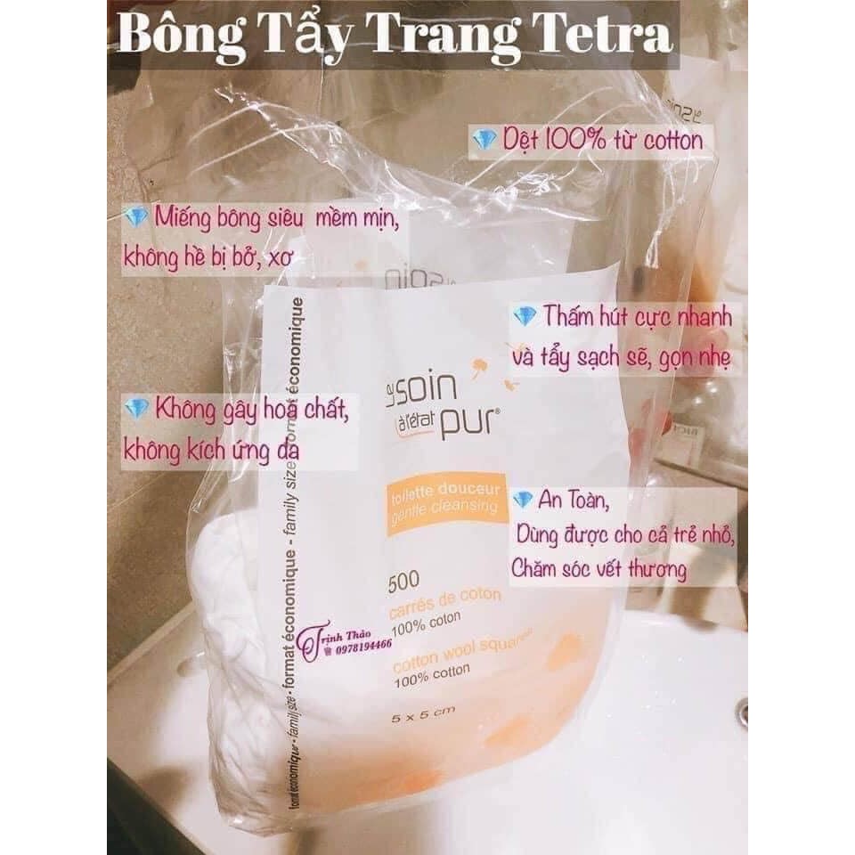 Bông Tẩy Trang Tetra Medical Nội Địa Pháp 500 Miếng Dai Mềm Hoàn Toàn Từ Sợi Bông Tự Nhiên Không Chất Tẩy Trắng - Tami