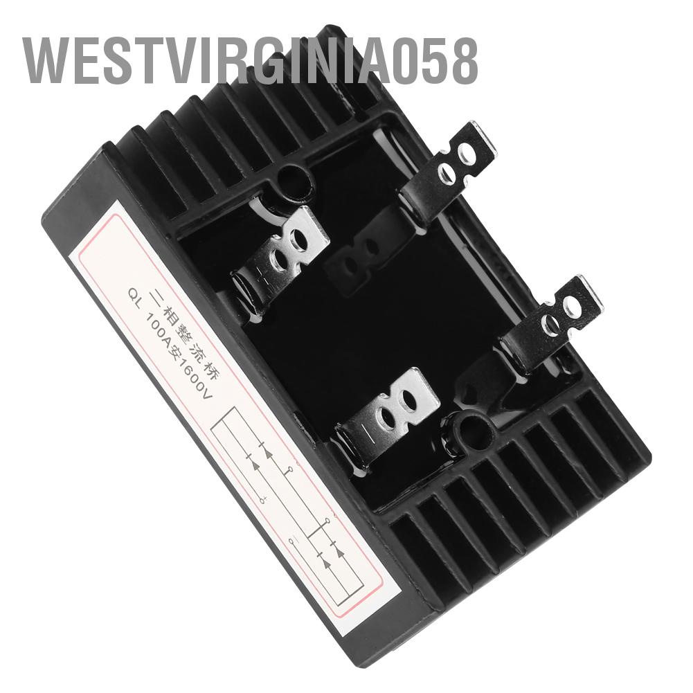 Có thể bán buôn 1pc 100A Amp 1600V Điện áp 2 pha Diode chỉnh lưu Cầu Công suất cao Màu đen Westvirginia058 Hàng giao ngay