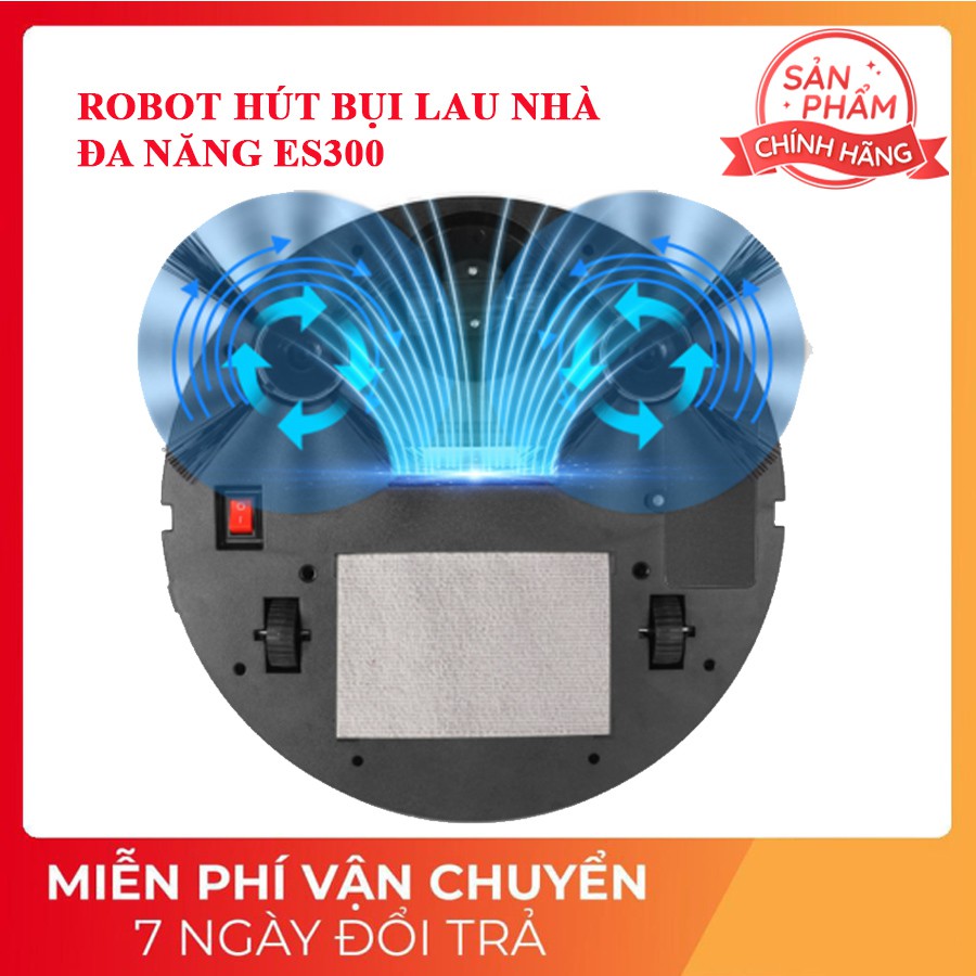 Robot Hút Bụi Lau Nhà,Robot Hut Bui - Công Suất Lớn, Hút Siêu Khỏe, Nguồn Cảm Ứng. 1 Đổi 1 Trong Vòng 3 Tháng ES300