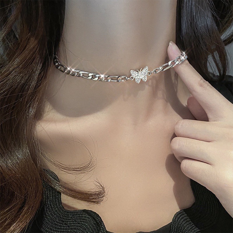 Vòng cổ nữ Choker xích Butterfly hàng Quảng Châu chất đẹp