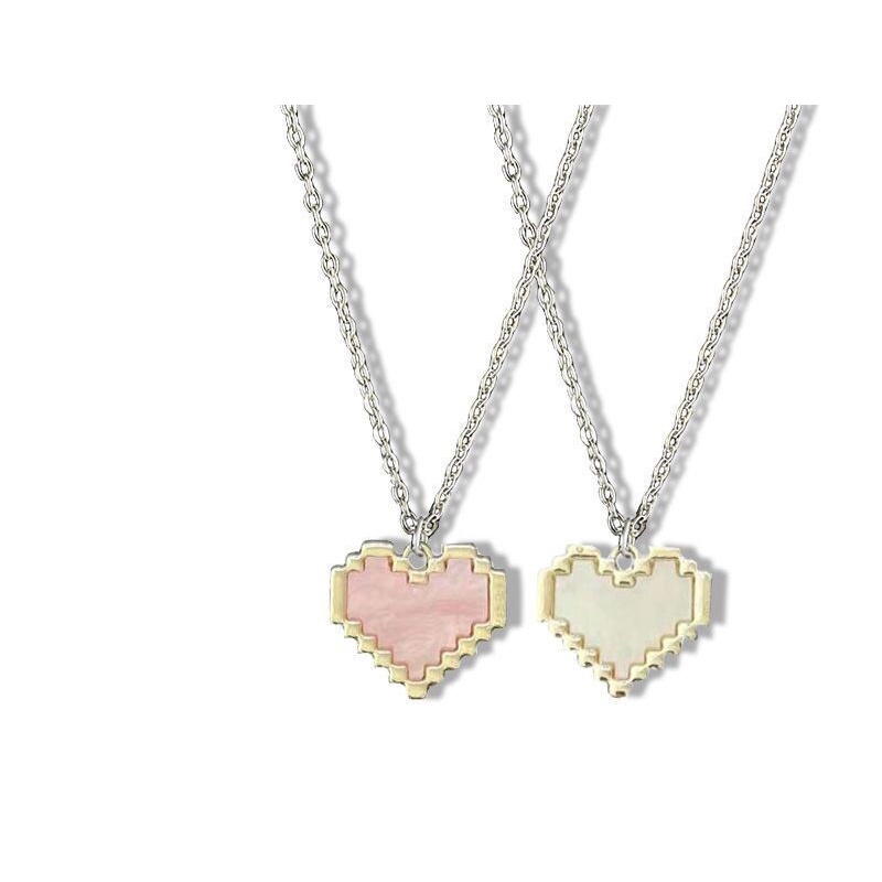 Dây Chuyền Mặt Trái Tim Màu Hồng Dễ Thương Cho Nữ