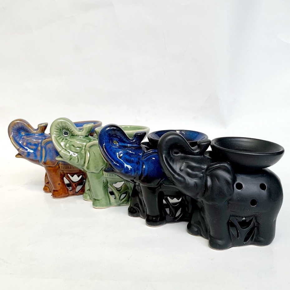 Đèn xông tinh dầu sáp thơm bằng gốm sứ mẫu con voi dài đa dạng màu sắc đốt nến tealight