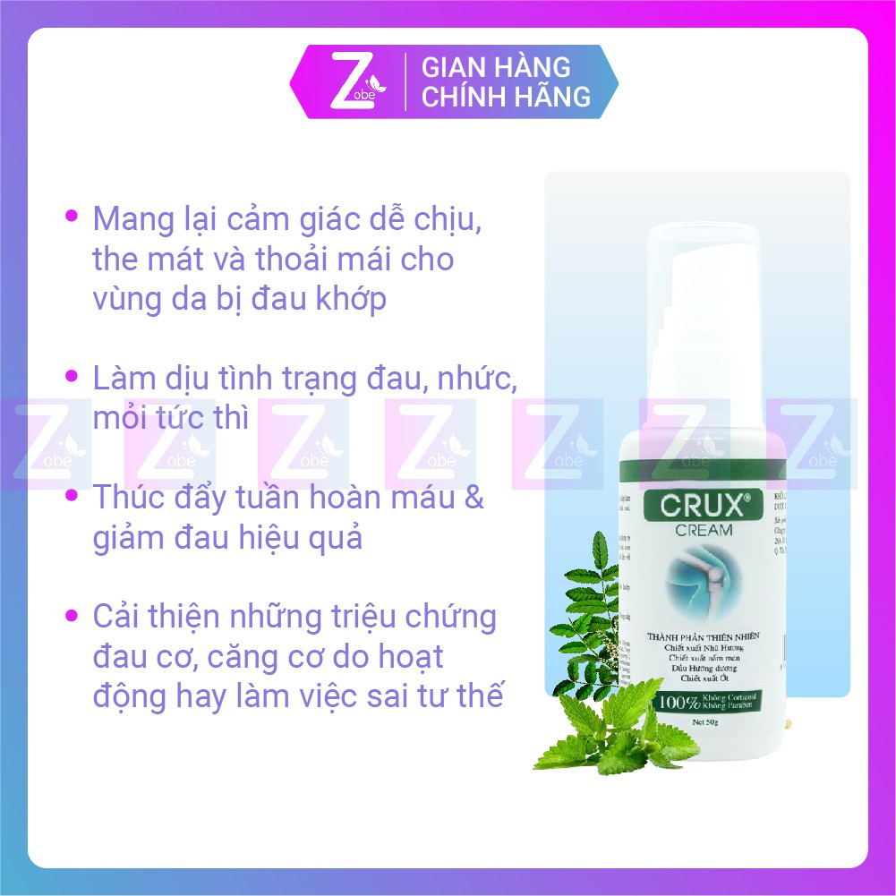 Kem Thoa Giảm Sưng Đau Khớp Tức Thì Crux (tuýp 50g)