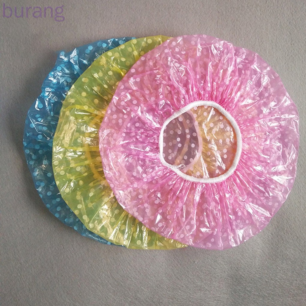 Set 6 mũ tắm nhựa dùng một lần ba màu tùy chọn tiện dụng