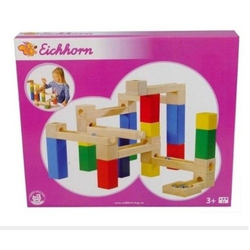 Đồ chơi gỗ đường ray bi lăn logic 33pcs