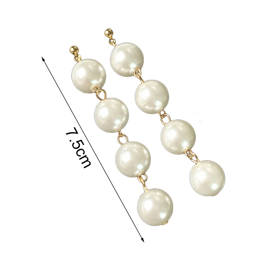 Khuyên tai dáng dài đính ngọc trai nhân tạo thời trang